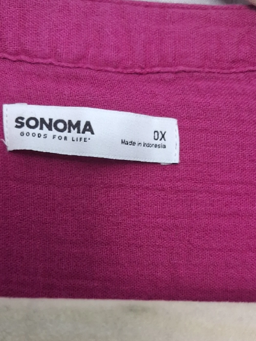 Sonoma Fuchsia Button-Front Midi Dress - Picture 9 of 9